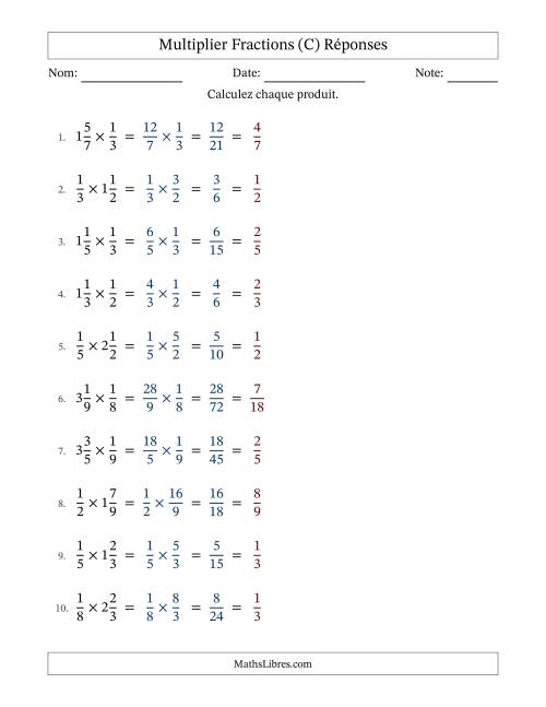 Multiplier Proper et fractions mixtes, et avec simplification dans tous les problèmes (Remplissable) (C) page 2