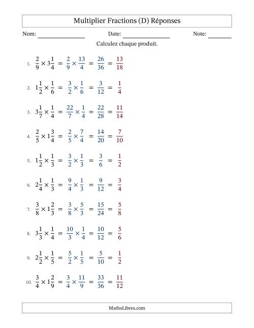 Multiplier Proper et fractions mixtes, et avec simplification dans tous les problèmes (Remplissable) (D) page 2