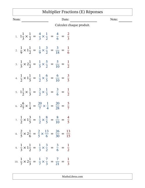 Multiplier Proper et fractions mixtes, et avec simplification dans tous les problèmes (Remplissable) (E) page 2