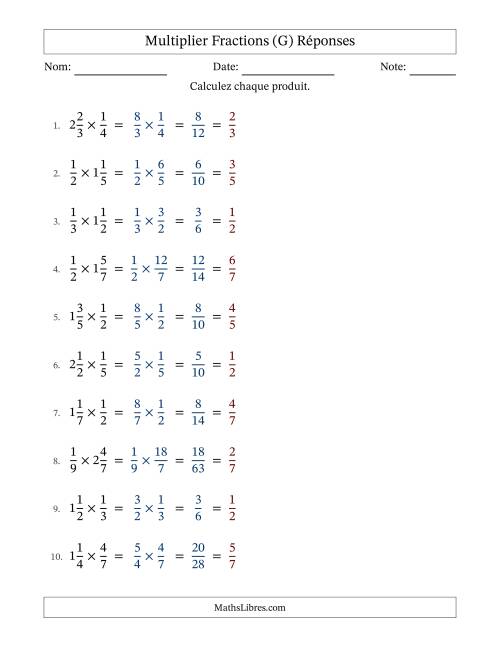 Multiplier Proper et fractions mixtes, et avec simplification dans tous les problèmes (Remplissable) (G) page 2