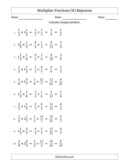 Multiplier Proper et fractions mixtes, et avec simplification dans tous les problèmes (Remplissable) (H) page 2