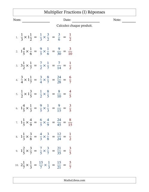 Multiplier Proper et fractions mixtes, et avec simplification dans tous les problèmes (Remplissable) (I) page 2