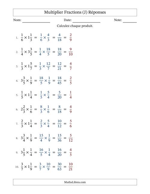 Multiplier Proper et fractions mixtes, et avec simplification dans tous les problèmes (Remplissable) (J) page 2