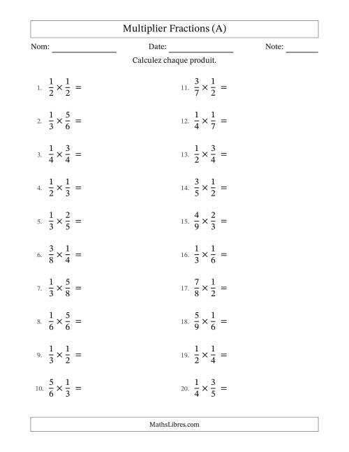 Multiplier deux fractions propres, et sans simplification (A)