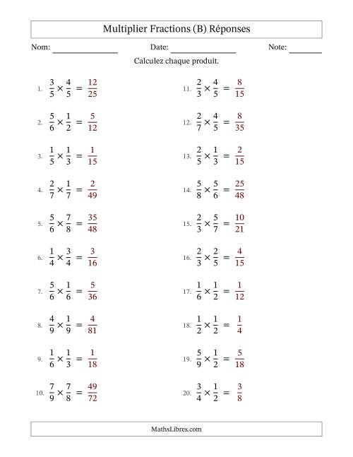 Multiplier deux fractions propres, et sans simplification (B) page 2