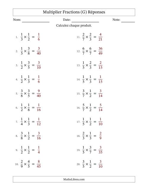 Multiplier deux fractions propres, et sans simplification (G) page 2