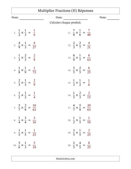 Multiplier deux fractions propres, et sans simplification (H) page 2