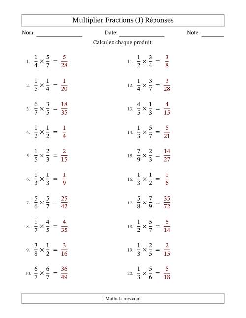Multiplier deux fractions propres, et sans simplification (J) page 2
