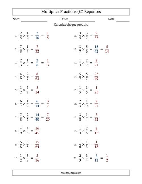 Multiplier deux fractions propres, et avec simplification dans quelques problèmes (C) page 2