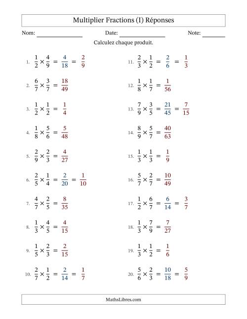 Multiplier deux fractions propres, et avec simplification dans quelques problèmes (I) page 2