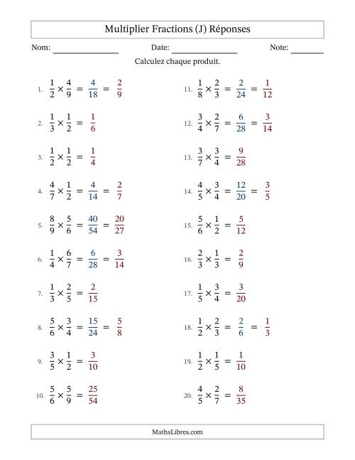 Multiplier deux fractions propres, et avec simplification dans quelques problèmes (J) page 2