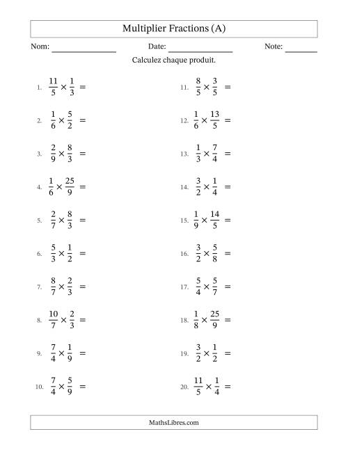 Multiplier fractions propres e impropres, et sans simplification (A)