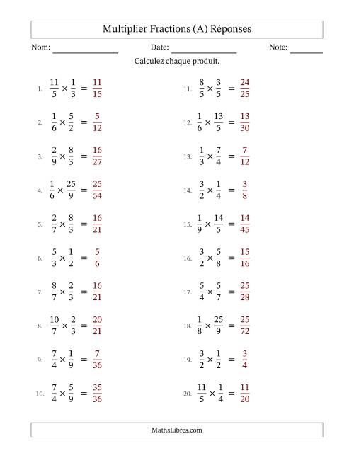 Multiplier fractions propres e impropres, et sans simplification (A) page 2
