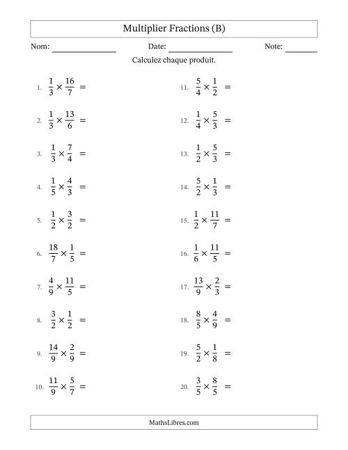 Multiplier fractions propres e impropres, et sans simplification (B)