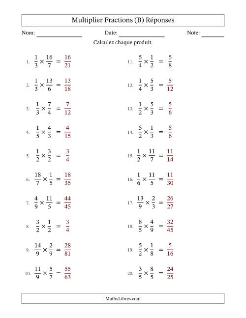 Multiplier fractions propres e impropres, et sans simplification (B) page 2