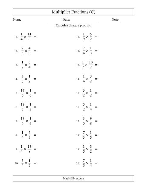 Multiplier fractions propres e impropres, et sans simplification (C)