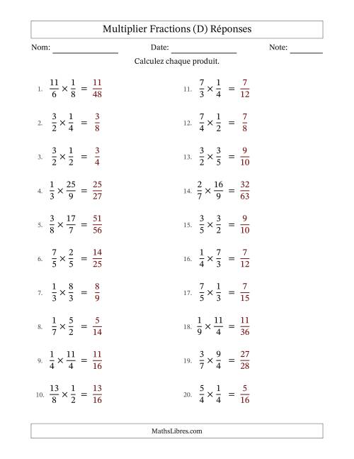 Multiplier fractions propres e impropres, et sans simplification (D) page 2