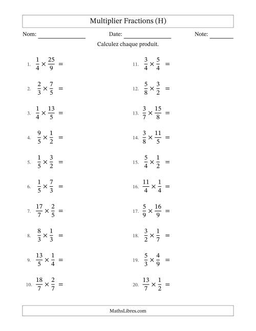 Multiplier fractions propres e impropres, et sans simplification (H)