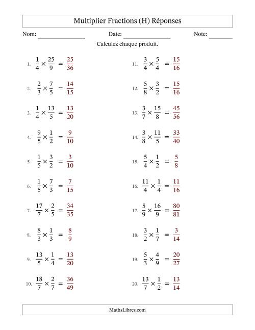 Multiplier fractions propres e impropres, et sans simplification (H) page 2