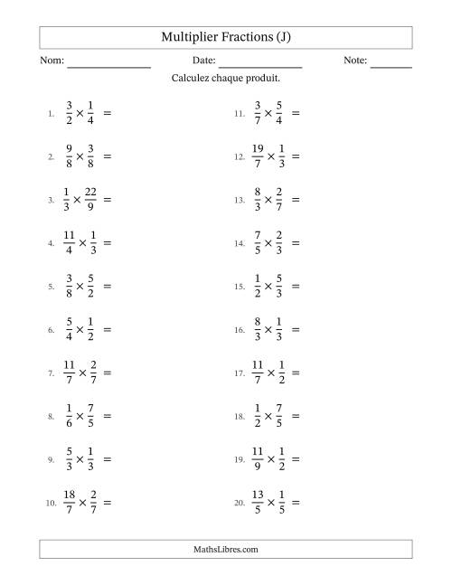 Multiplier fractions propres e impropres, et sans simplification (J)