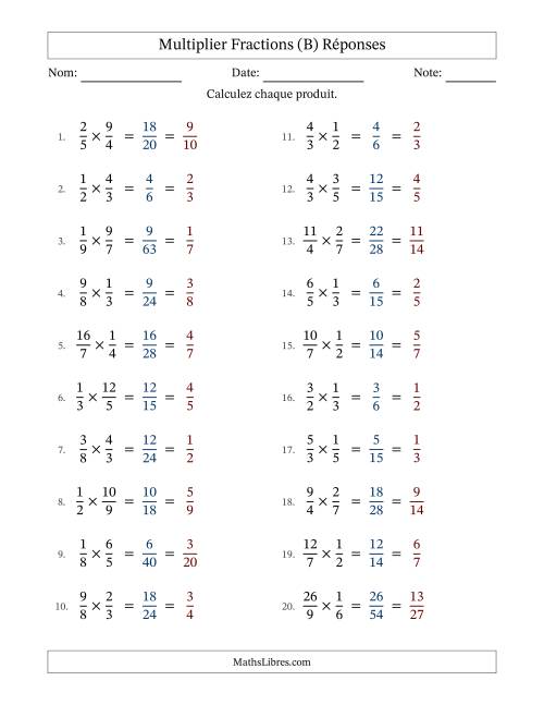 Multiplier fractions propres e impropres, et avec simplification dans tous les problèmes (B) page 2