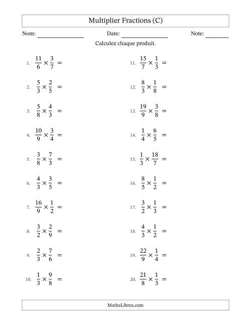 Multiplier fractions propres e impropres, et avec simplification dans tous les problèmes (C)
