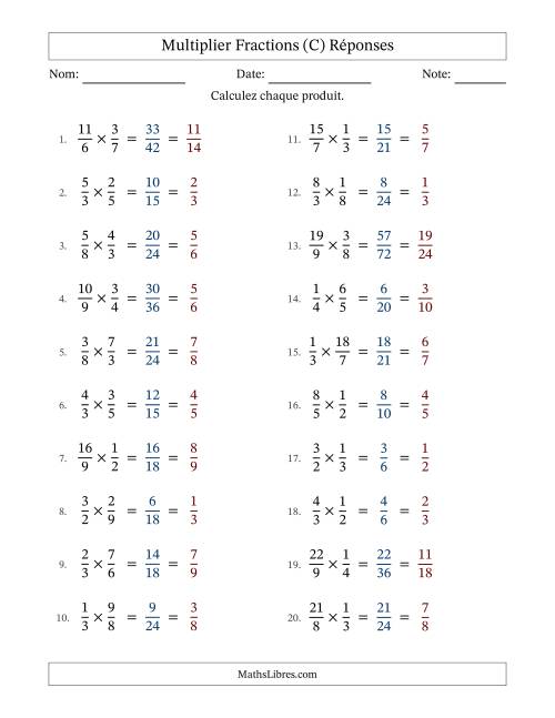Multiplier fractions propres e impropres, et avec simplification dans tous les problèmes (C) page 2