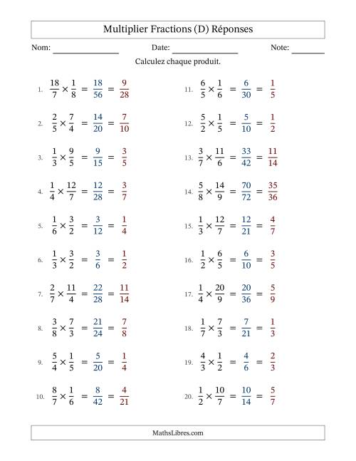 Multiplier fractions propres e impropres, et avec simplification dans tous les problèmes (D) page 2