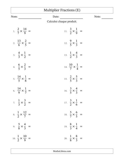 Multiplier fractions propres e impropres, et avec simplification dans tous les problèmes (E)