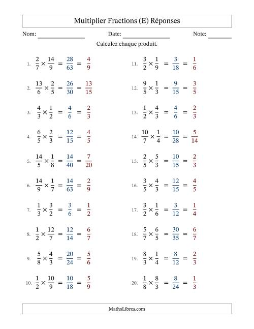 Multiplier fractions propres e impropres, et avec simplification dans tous les problèmes (E) page 2
