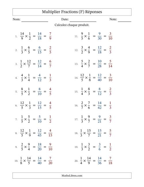 Multiplier fractions propres e impropres, et avec simplification dans tous les problèmes (F) page 2