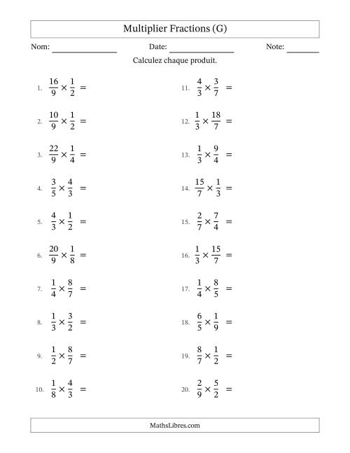 Multiplier fractions propres e impropres, et avec simplification dans tous les problèmes (G)