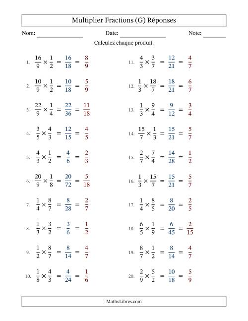 Multiplier fractions propres e impropres, et avec simplification dans tous les problèmes (G) page 2
