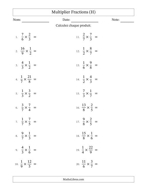 Multiplier fractions propres e impropres, et avec simplification dans tous les problèmes (H)