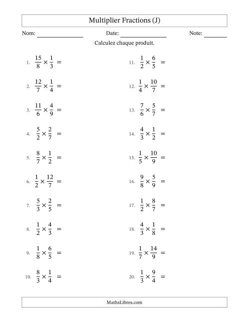 Multiplier fractions propres e impropres, et avec simplification dans tous les problèmes (J)