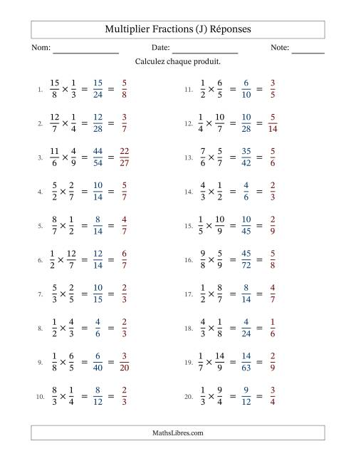 Multiplier fractions propres e impropres, et avec simplification dans tous les problèmes (J) page 2