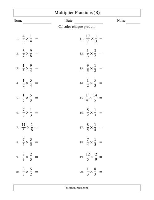 Multiplier fractions propres e impropres, et avec simplification dans quelques problèmes (B)
