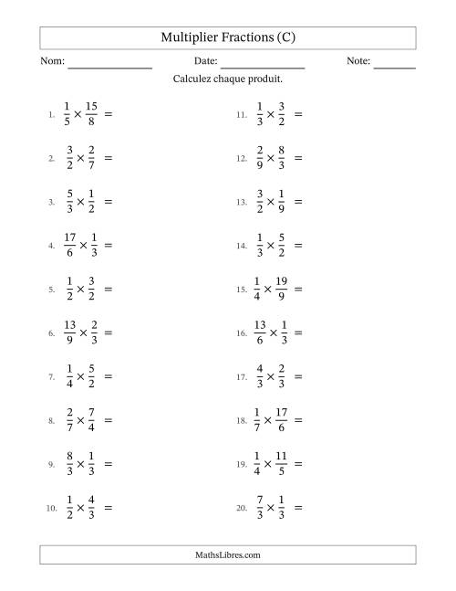 Multiplier fractions propres e impropres, et avec simplification dans quelques problèmes (C)