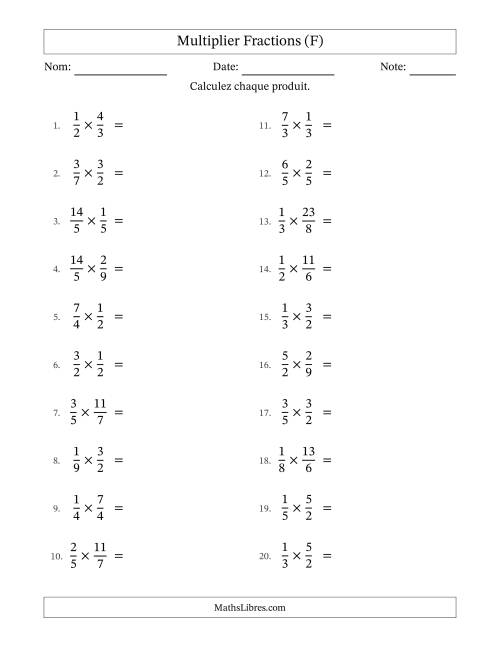 Multiplier fractions propres e impropres, et avec simplification dans quelques problèmes (F)