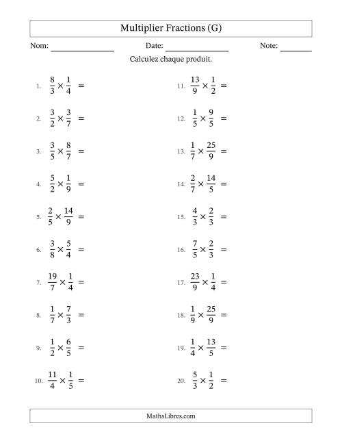 Multiplier fractions propres e impropres, et avec simplification dans quelques problèmes (G)