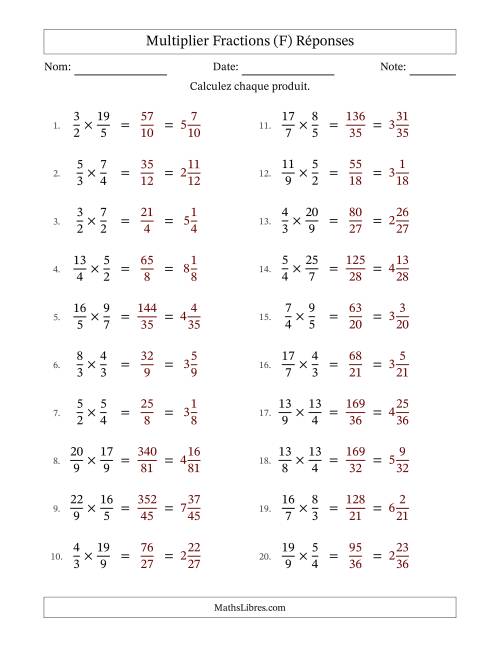 Multiplier deux fractions impropres, et sans simplification (F) page 2