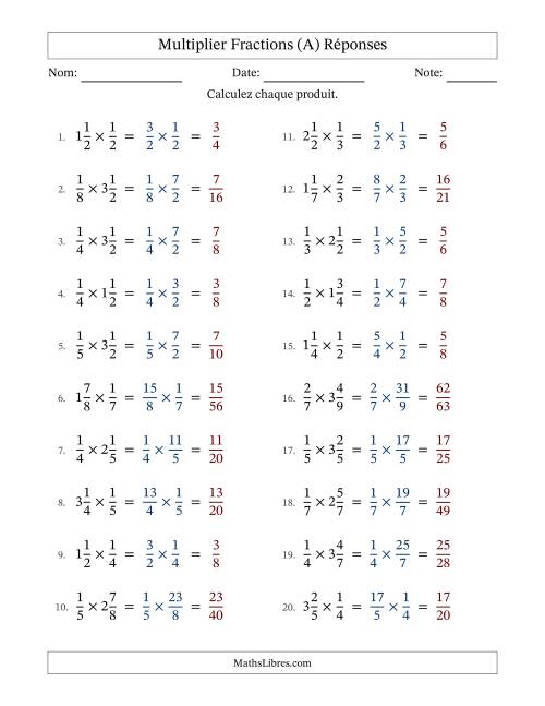 Multiplier Proper et fractions mixtes, et sans simplification (A) page 2