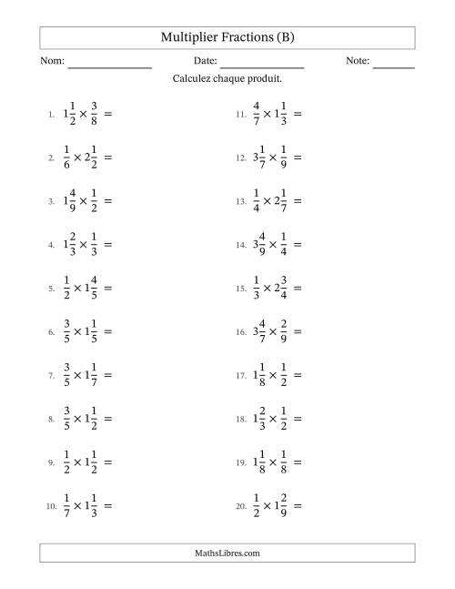 Multiplier Proper et fractions mixtes, et sans simplification (B)