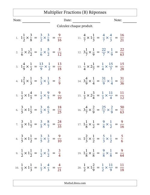Multiplier Proper et fractions mixtes, et sans simplification (B) page 2