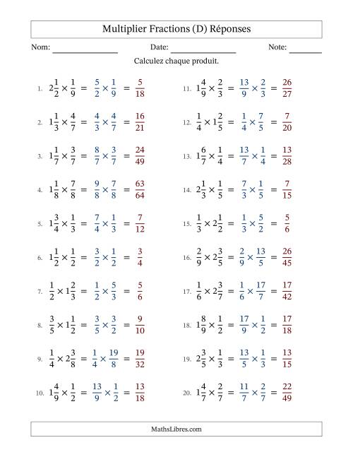 Multiplier Proper et fractions mixtes, et sans simplification (D) page 2