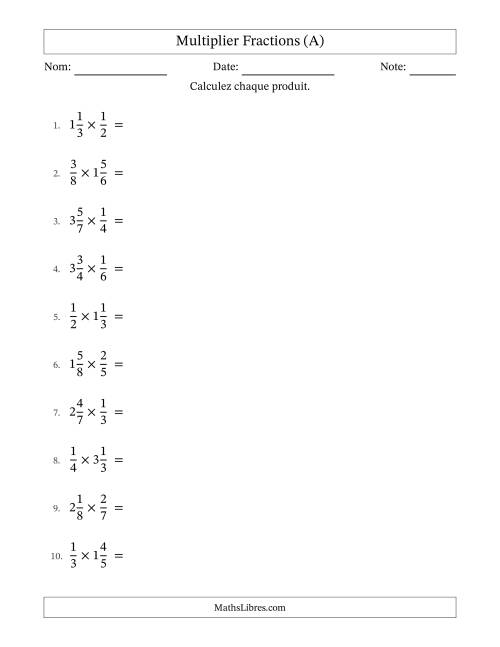 Multiplier Proper et fractions mixtes, et avec simplification dans tous les problèmes (A)