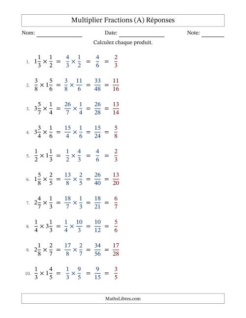 Multiplier Proper et fractions mixtes, et avec simplification dans tous les problèmes (A) page 2