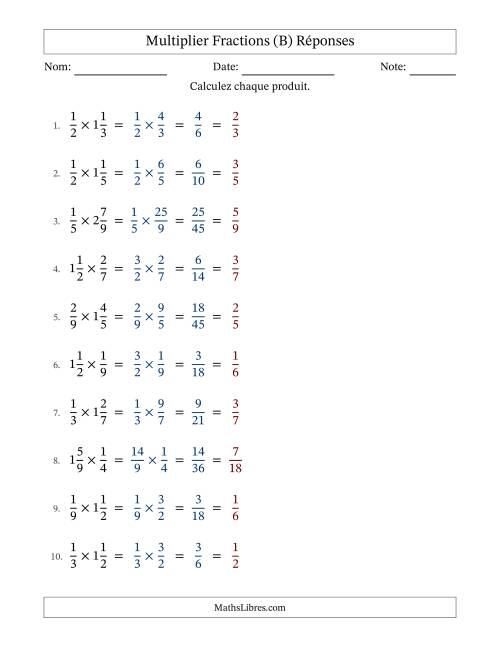 Multiplier Proper et fractions mixtes, et avec simplification dans tous les problèmes (B) page 2