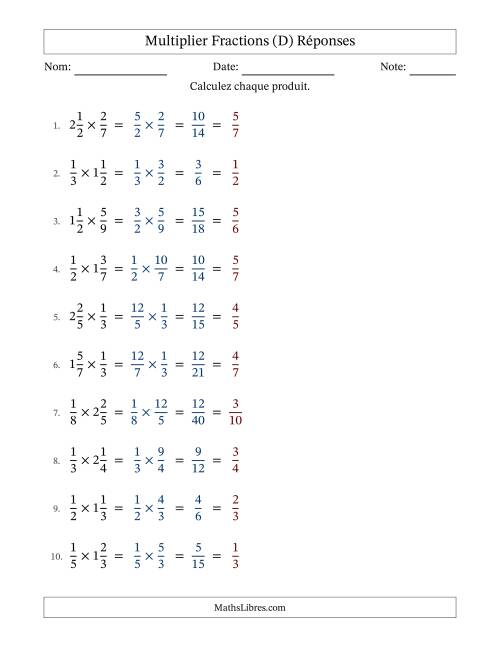 Multiplier Proper et fractions mixtes, et avec simplification dans tous les problèmes (D) page 2
