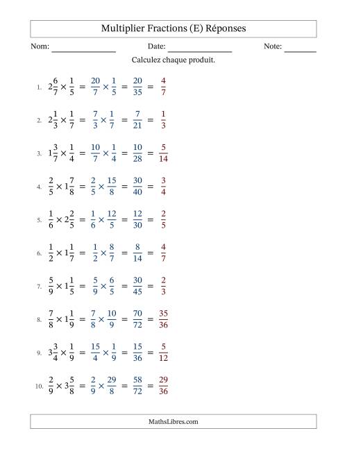 Multiplier Proper et fractions mixtes, et avec simplification dans tous les problèmes (E) page 2